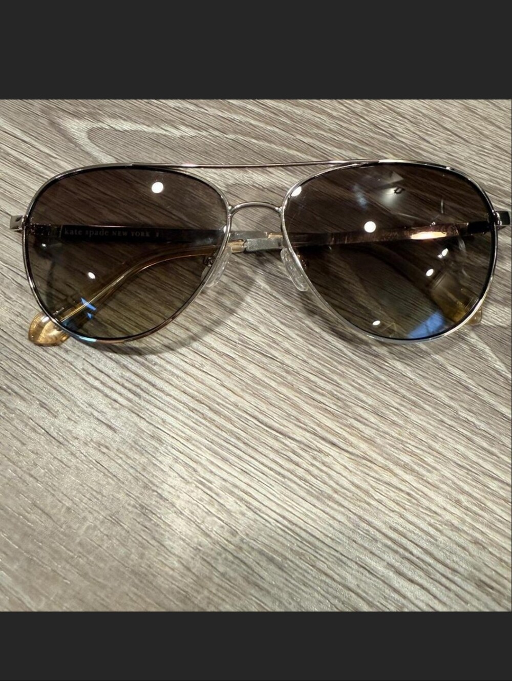 kate spade Silver Frame Sunglasses with Brown Gradient Lenses